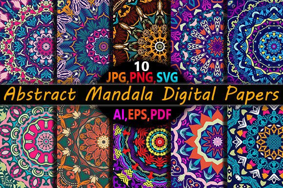 Free Abstract Mandala Digital Papers Set